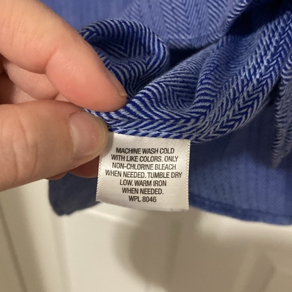 Tasso Elba Men’s Blue Patterned Button Down Long Sleeve Shirt - Picture 9 of 9